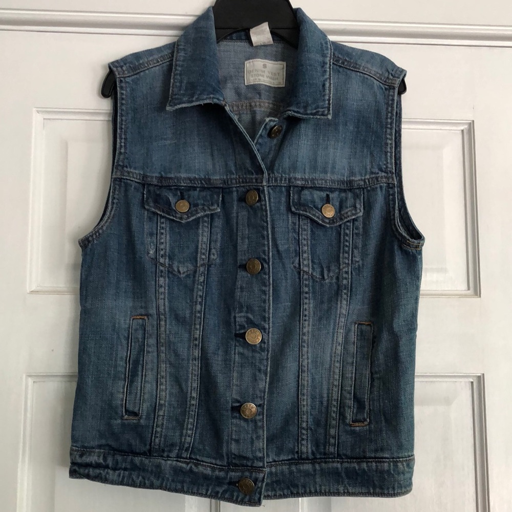 J Crew stone wash denim vest